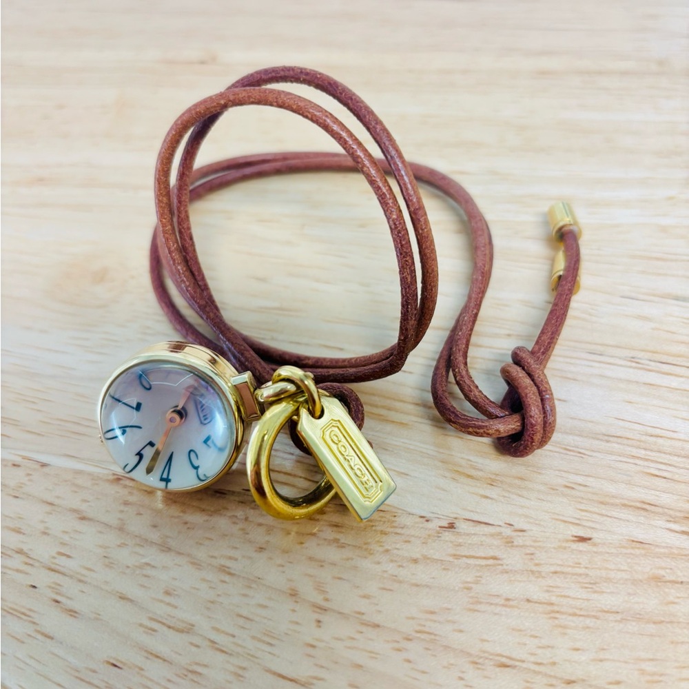 Coach Gold and Tan Women's Leather Wrap Watch